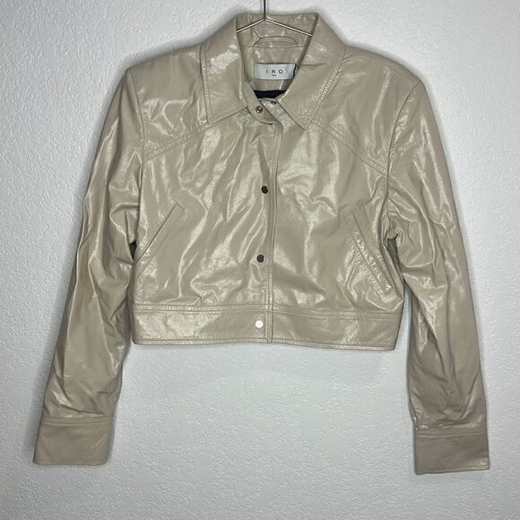NWT IRO Devta Patent Leather Jacket Sand Size 40/ US 8 - Picture 2 of 15
